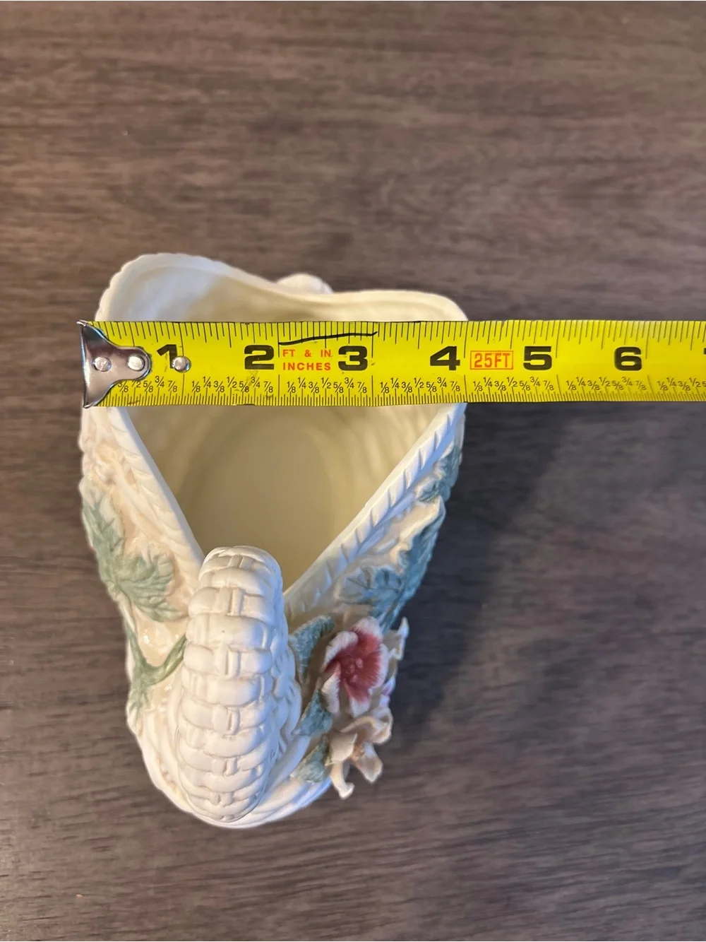 Vintage White Swan Planter with Hand-Painted Floral Accents Cottagecore